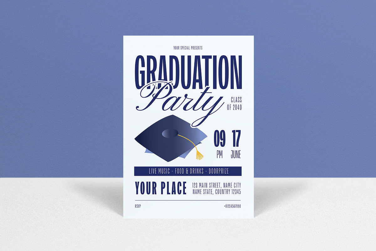 Blue Graduation Party Invitation, an Invitation Template by graphicook (Photo 1 of 3)