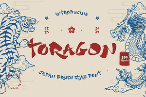 Toragon - Japan Brush Style Font, a Font by tkzgraphic