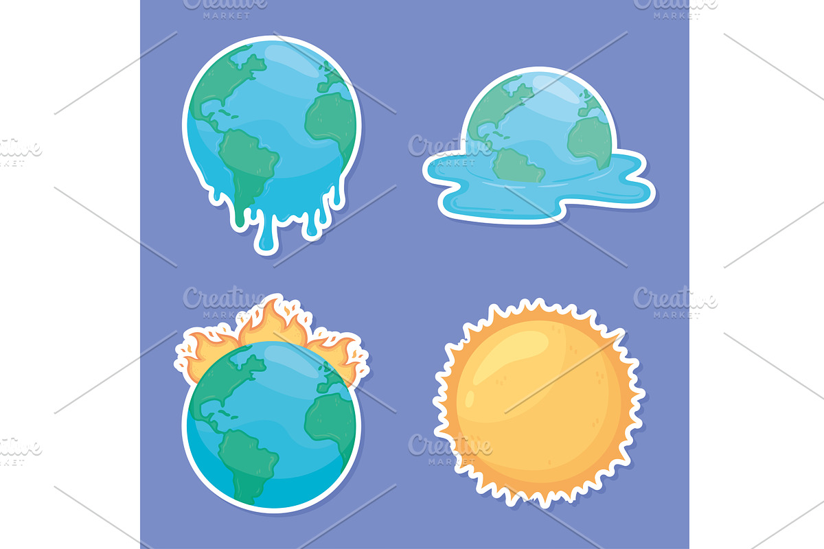 global warming set, an Illustration by studiogstock