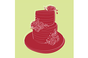 Two Tiered Cake With Floral