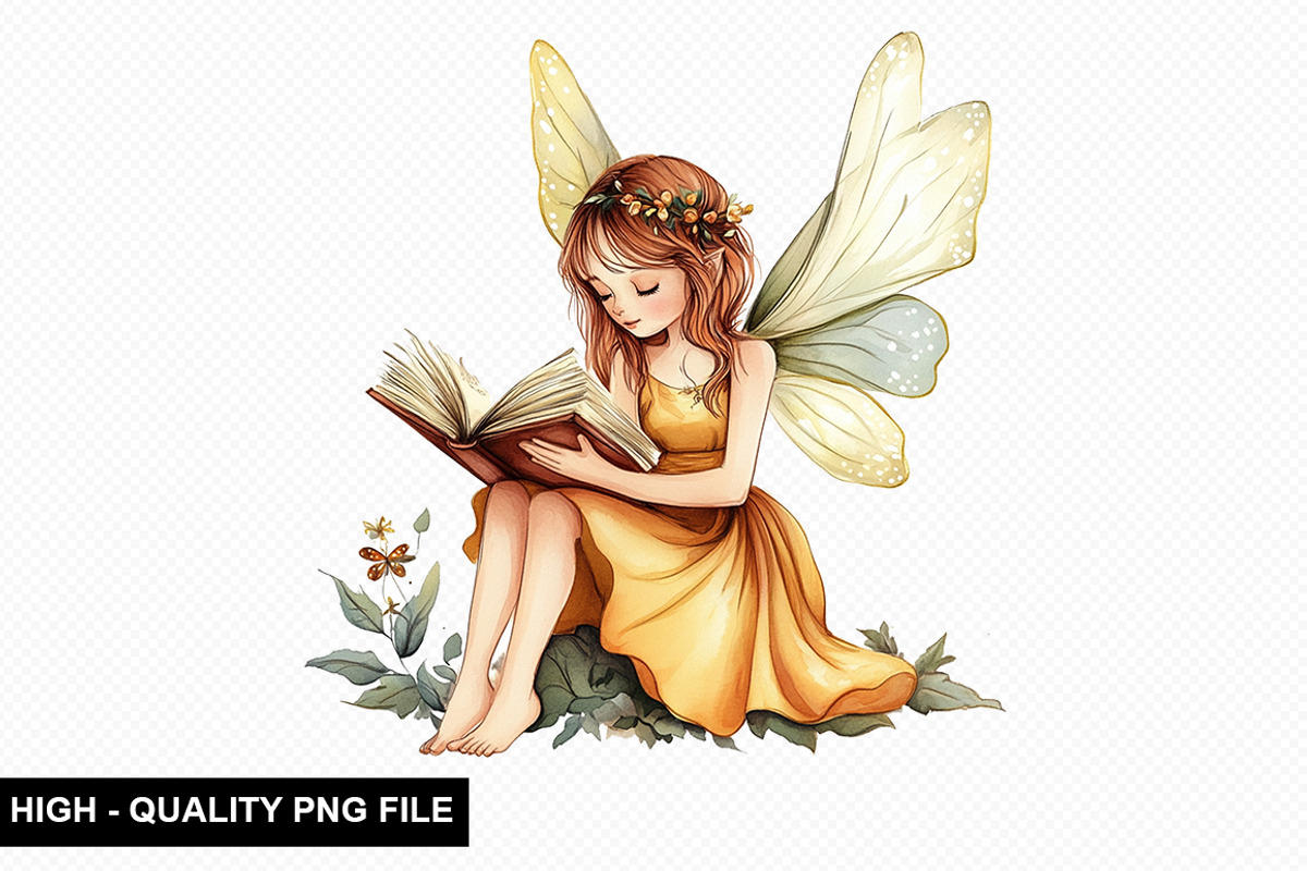 Fairy Whimsical Reading Clipart Bund, an Illustration by crative8112 (Photo 6 of 10)