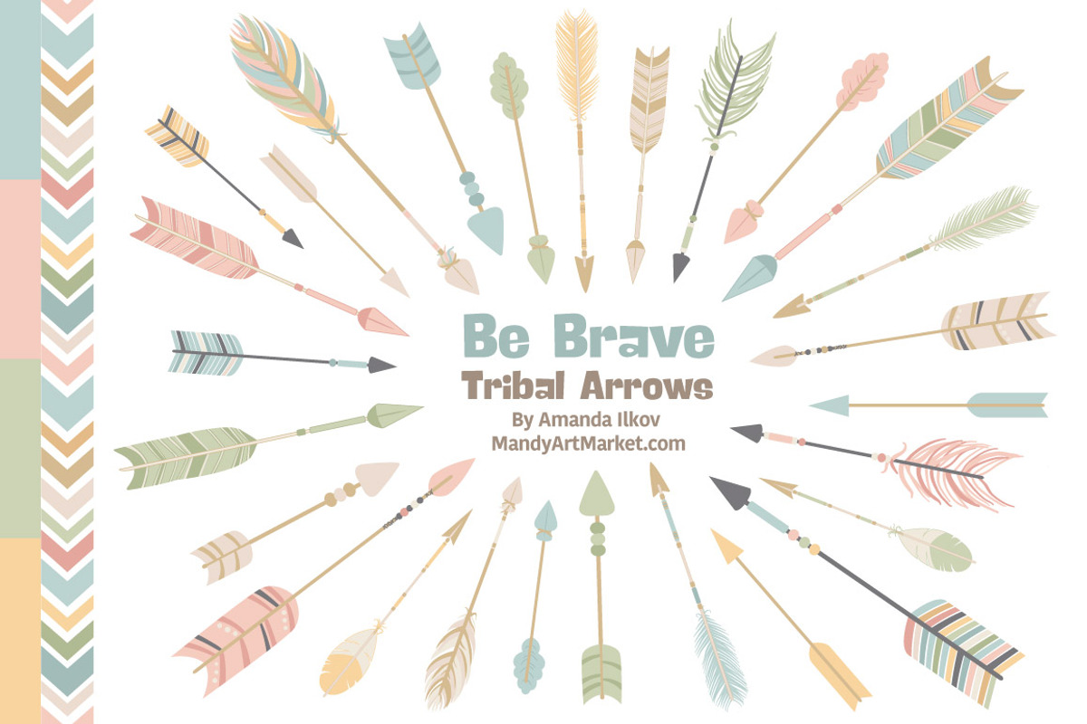 Pastel Tribal Arrows Clipart, an Illustration by Amanda Ilkov (Photo 1 of 4)