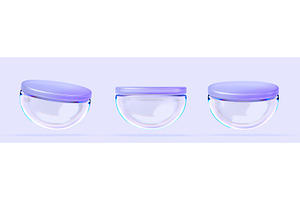 3d Set Of Cosmetic Empty Glass Jar