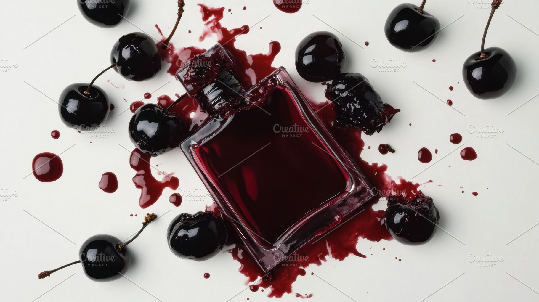 Cherry liquid with fruit bits, a Photo by Beautiful things