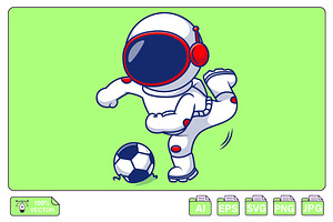 Cute Astronaut Playing Soccer Ball, a Sport Illustration by Artstorystudio