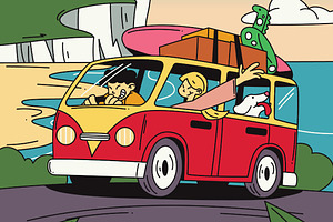 Cream Retro Vacation Illustration, a Person Illustration by graphicook