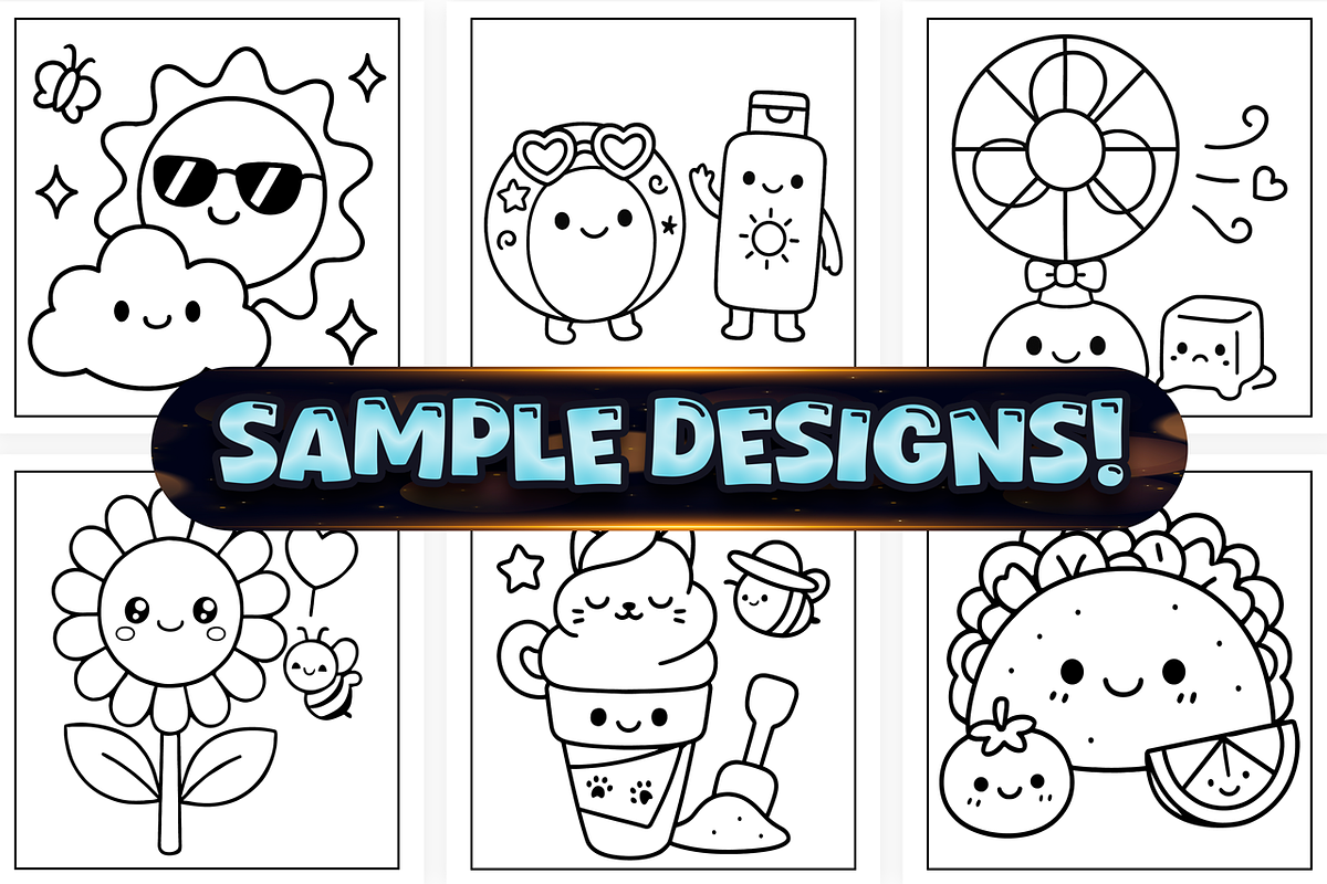 Bold Easy Kawaii Summer Coloring, a Seasonal Illustration by Craftsbeefy (Photo 3 of 4)