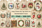 Vintage Christmas Gift Tags Bundle, a Transportation Illustration by Digital Artistic99 (Thumbnail 1 of 9)