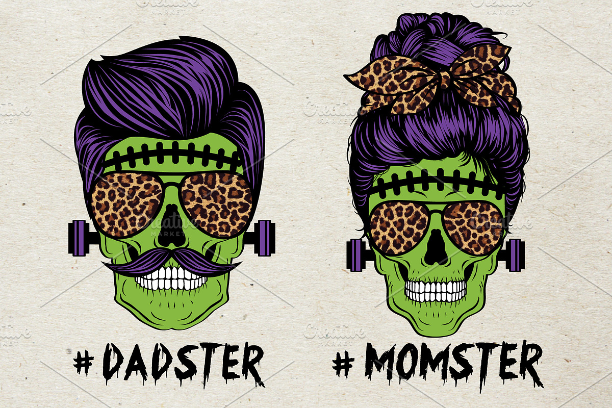 Frankenstein Mom Dad Family Skull, an Illustration by Simply Factory (Photo 1 of 2)