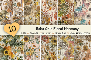 Boho Chic Floral Harmony Pattern