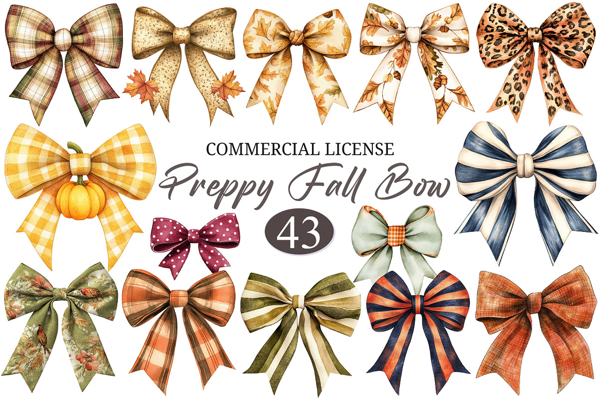 Preppy Fall Bow Clipart PNG, a Seasonal Illustration by designcity5 (Photo 1 of 5)
