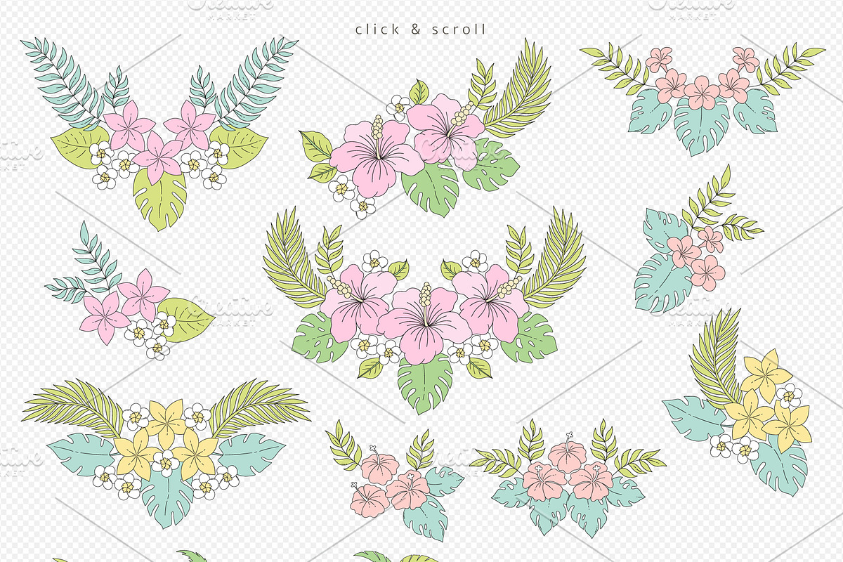 Tropical Leaves Florals clipart set, a Seasonal Illustration by @olga.angelloz (Photo 2 of 2)