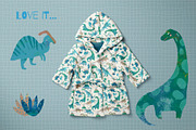 DINOSAUR watercolor pattern, a Pattern Graphic by watercolor kamill (Thumbnail 5 of 11)