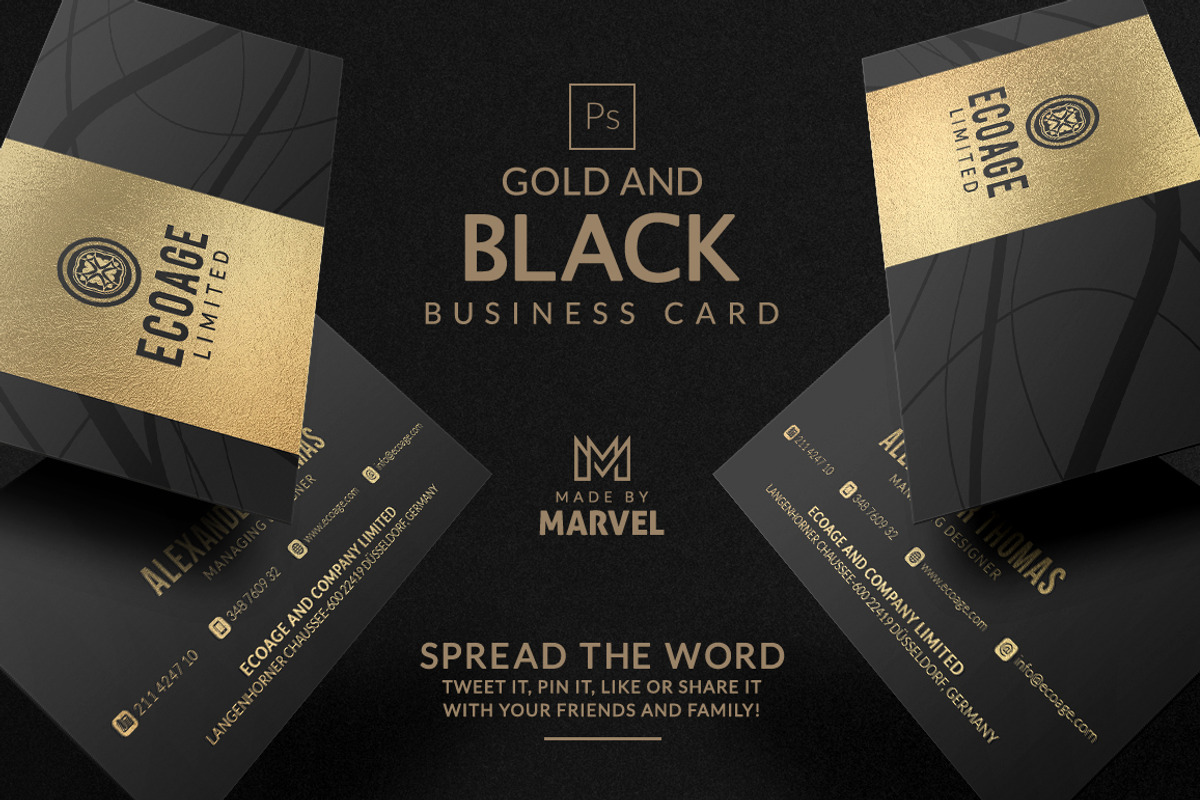 Gold And Black Business Card, a Business Card Template by Marvel (Photo 1 of 5)