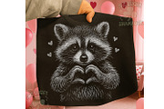 Cute Valentine Raccoon Love Design, a Seasonal Illustration by RETROVIBZDESIGNS (Thumbnail 3 of 5)
