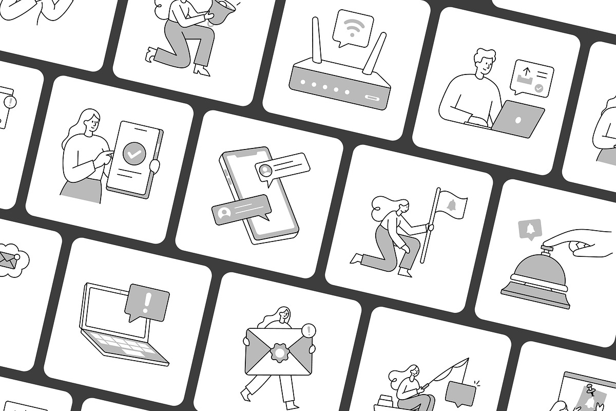 45 Notification Illustrations, a Work Illustration by Prosymbols (Photo 8 of 10)
