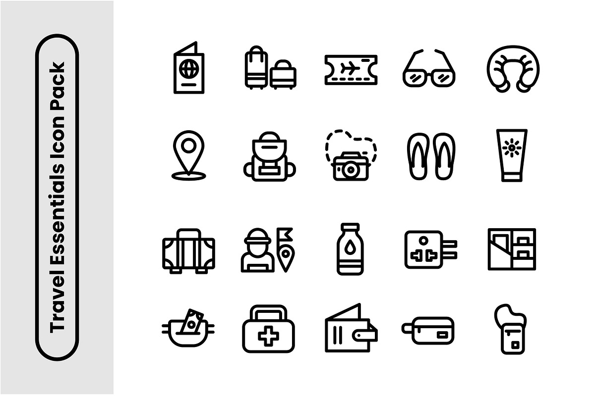 Travel Essentials Thick Line Icon Se, an Icon by Decta Store