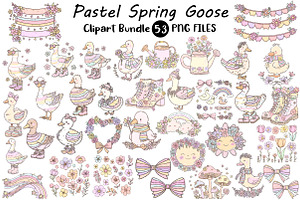 Pastel Spring Goose Clipart, an Illustration by Digital Artistic99