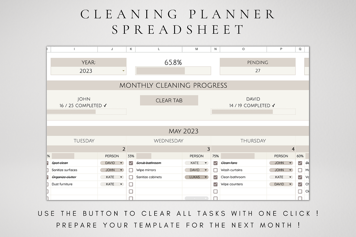 Cleaning Checklist Spreadsheet, a Templates & Theme by BRANDcontent (Photo 3 of 7)