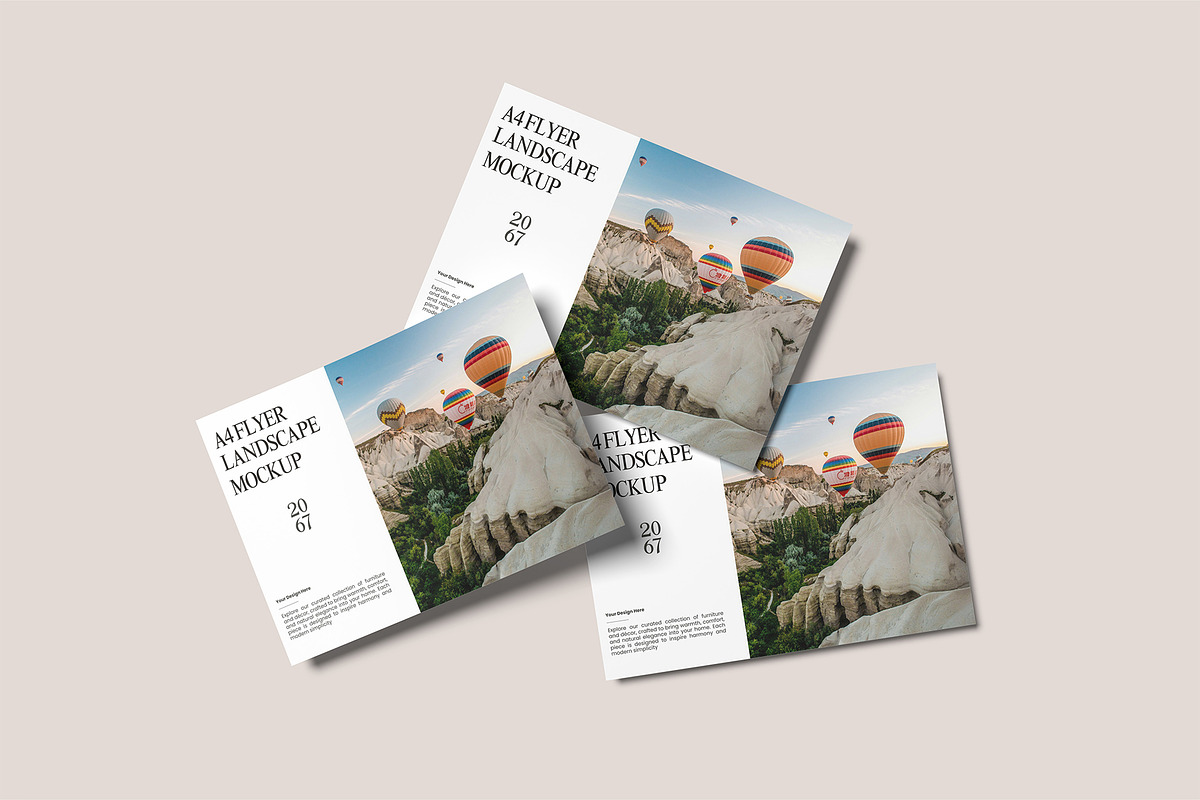 A4 Flyer Landscape Mockup, an Advertising Mockup by Bangdastudio (Photo 3 of 9)
