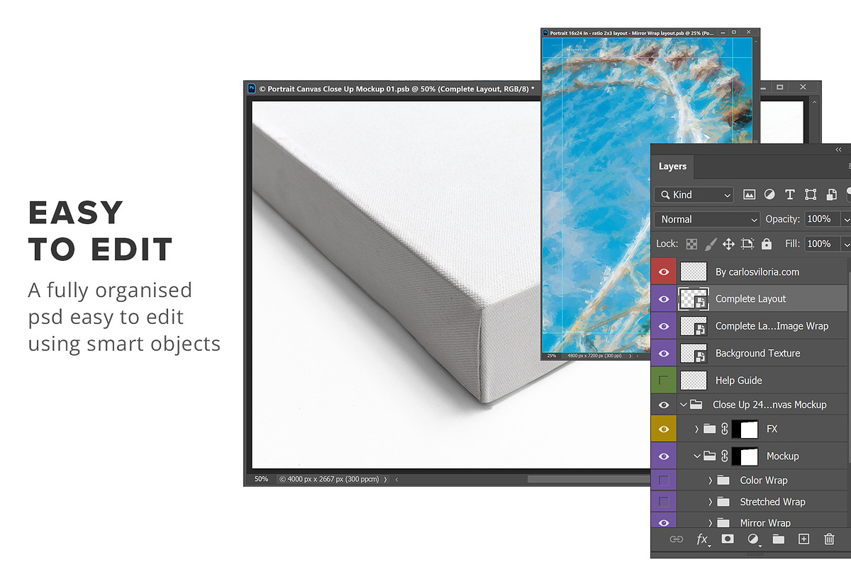 Canvas Close-Up Mockups, a Household Mockup by Mockups by Carlos Viloria (Photo 2 of 8)