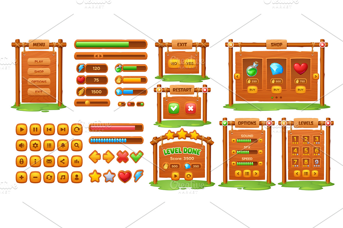 Wooden game interface, a Technology Illustration by Buch&Bee