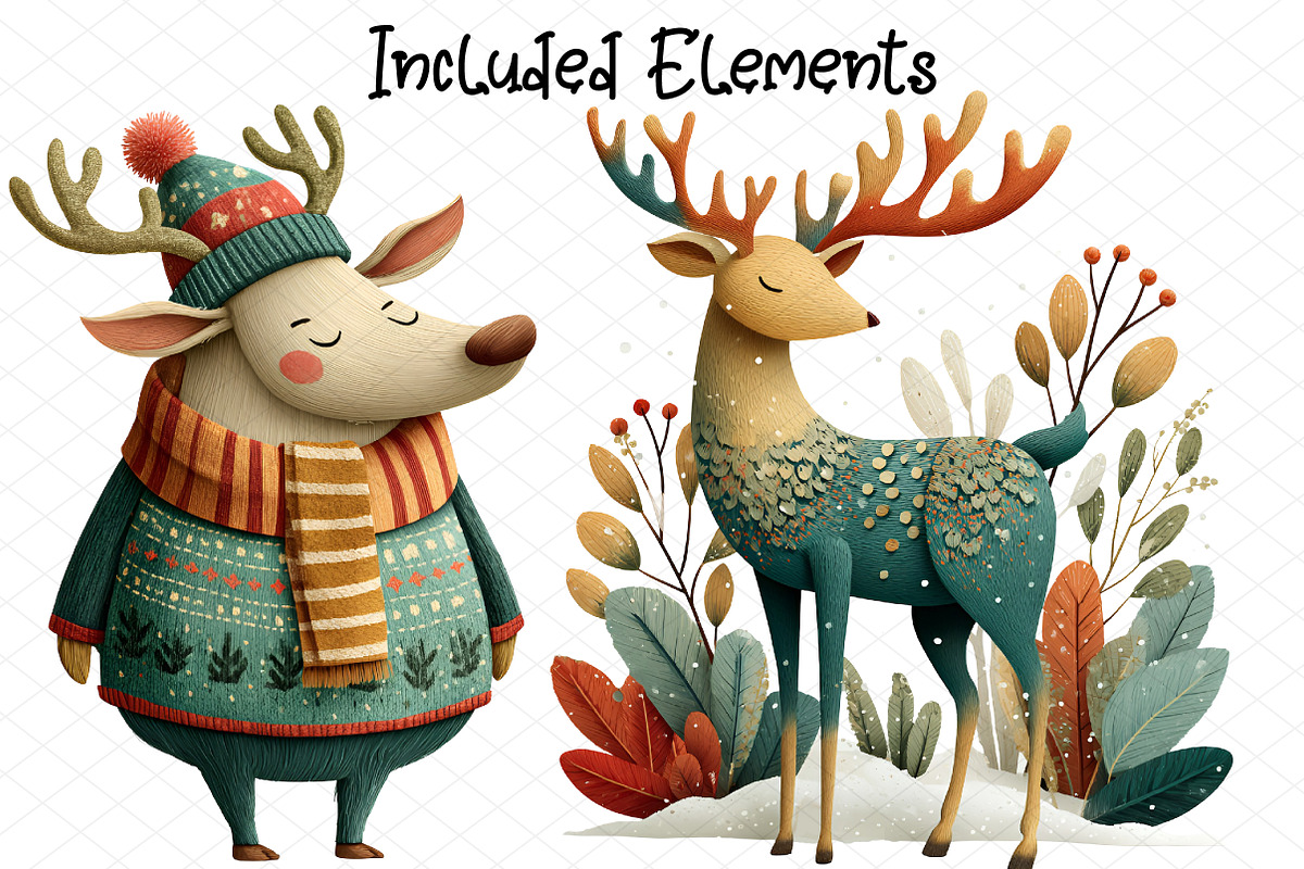 Watercolor Christmas Deer Clipart, an Animal Illustration by cherrydesign (Photo 2 of 4)
