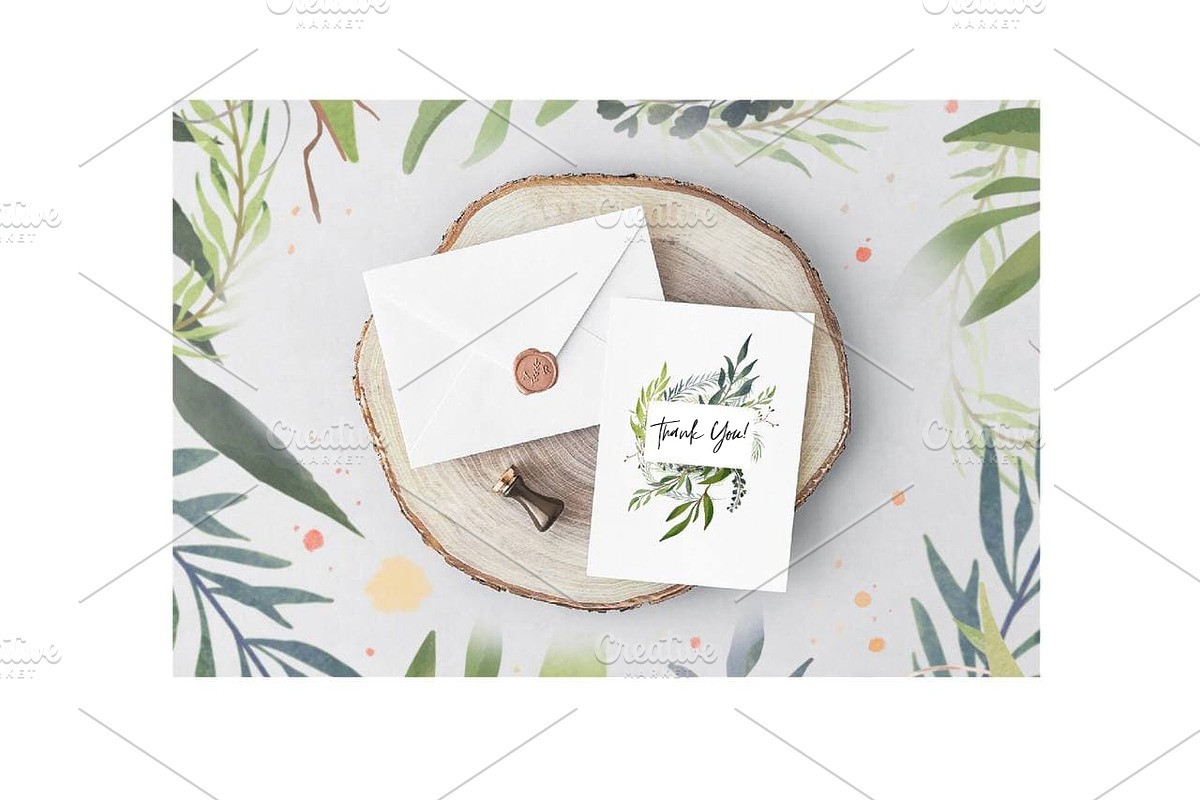 Greenery Watercolor Clipart, a Decorative Illustration by NKTKNS (Photo 7 of 7)