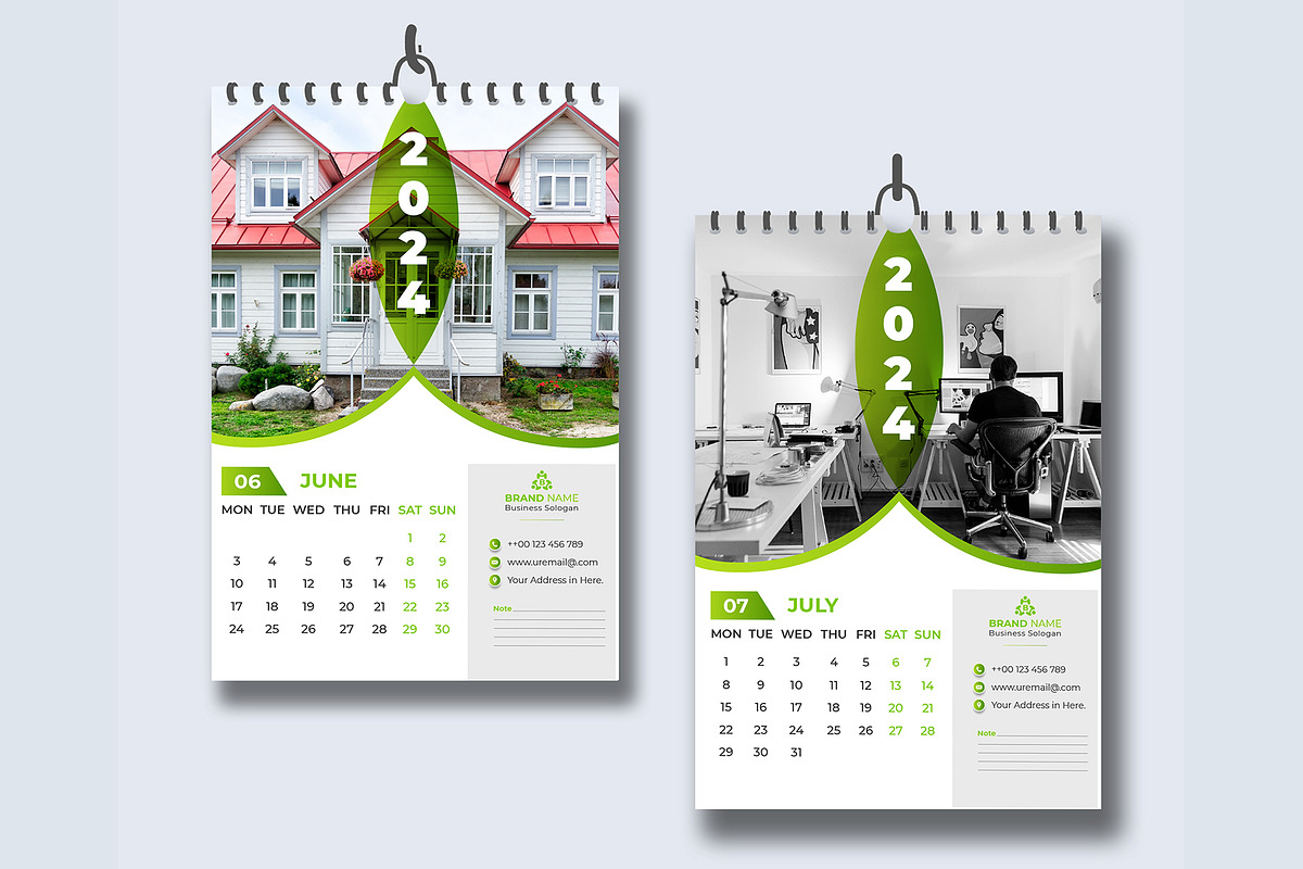 Wall Calendar 2024, a Templates & Theme by pixelcreatx (Photo 4 of 7)