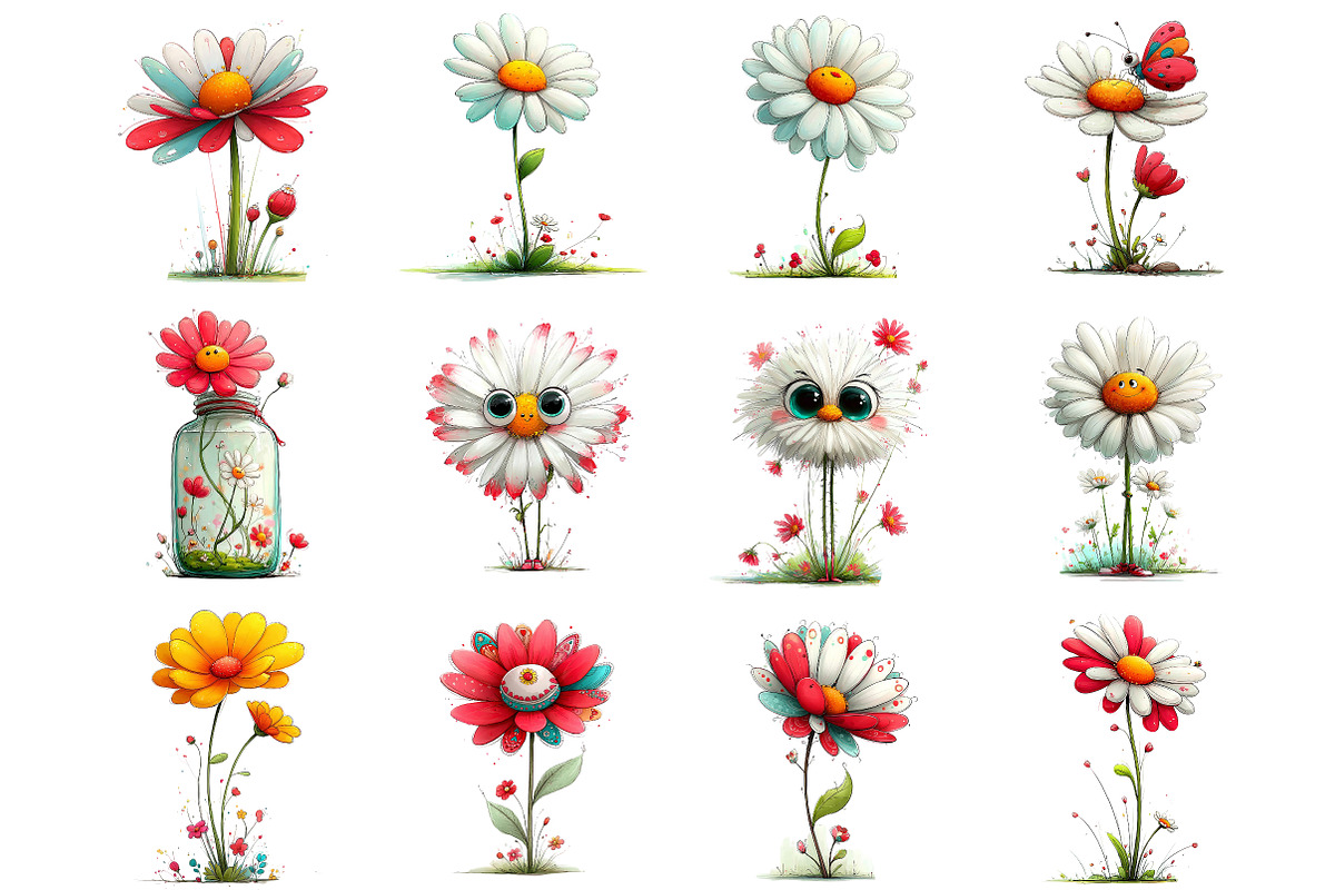 Whimsical Spring Daisy Flower Clipar, an Illustration by DreamArtGraphic (Photo 4 of 4)