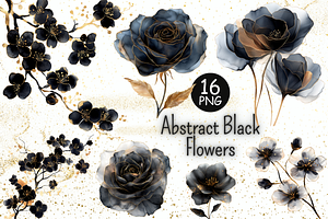 Abstract Black Flowers Clipart
