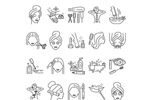 20 beauty and skin care icons set