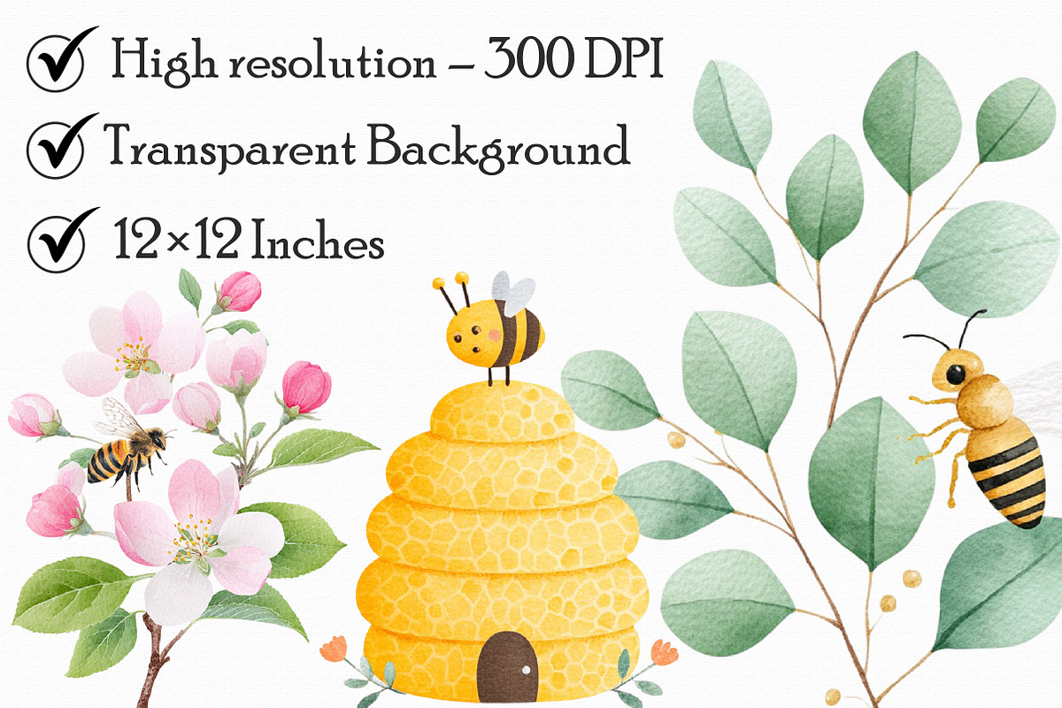 Charming Honey Bee Garden Clipart Se, an Illustration by Libby Wishes (Photo 6 of 7)