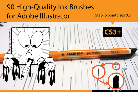 90 Pro Illustrator Ink Brushes preview 4