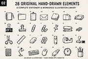 28 Hand-Drawn Stationery Doodles, an Object Illustration by Designs24hr (Thumbnail 2 of 9)