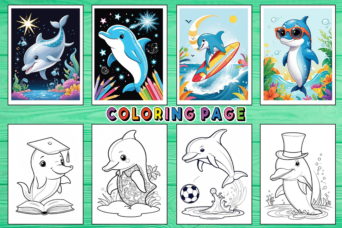 Funny Dolphin Coloring Pages, a Print Template by Wow Magic (Photo 1 of 3)