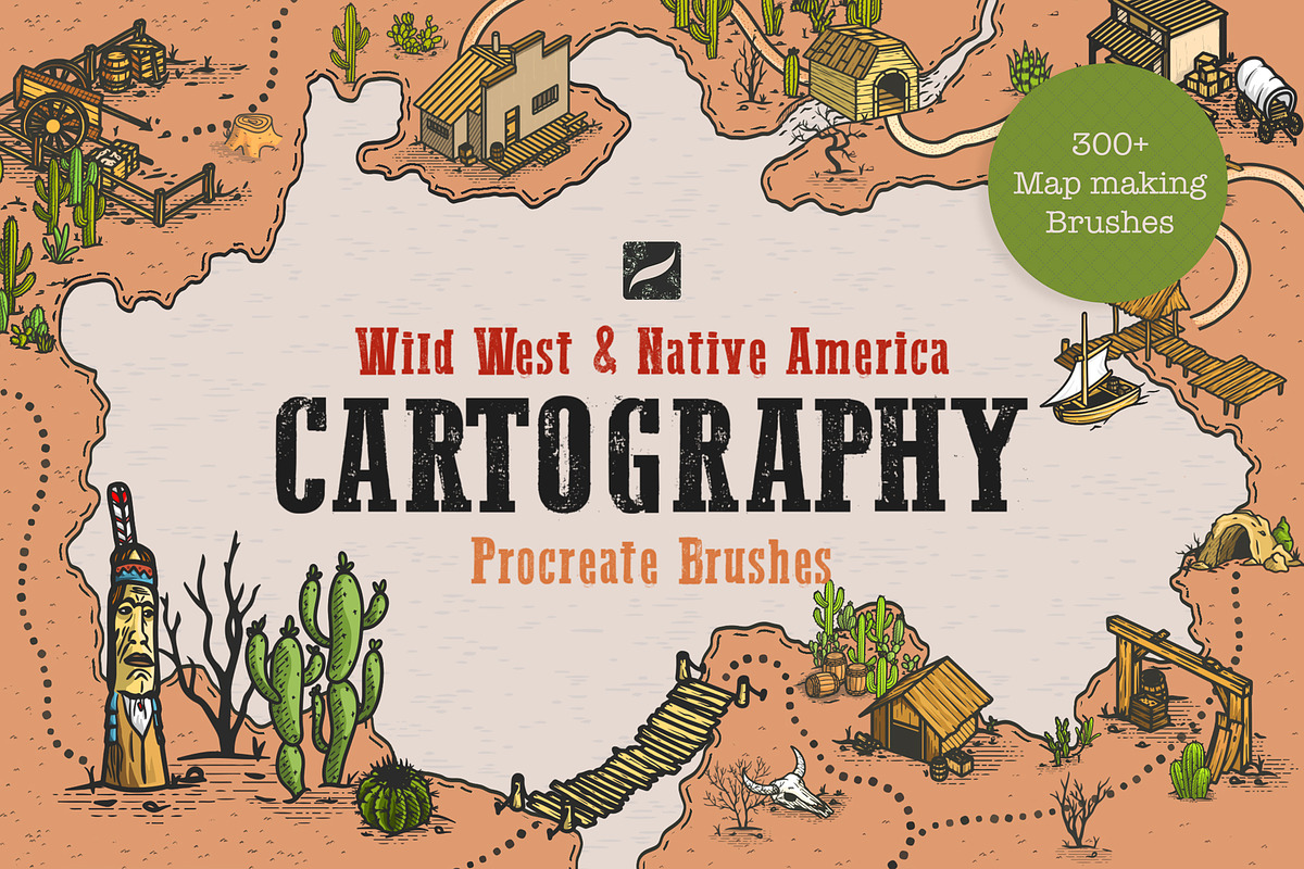 Wild West Procreate Map Brushes, a Brush Add-On by BrushBoy (Photo 1 of 14)