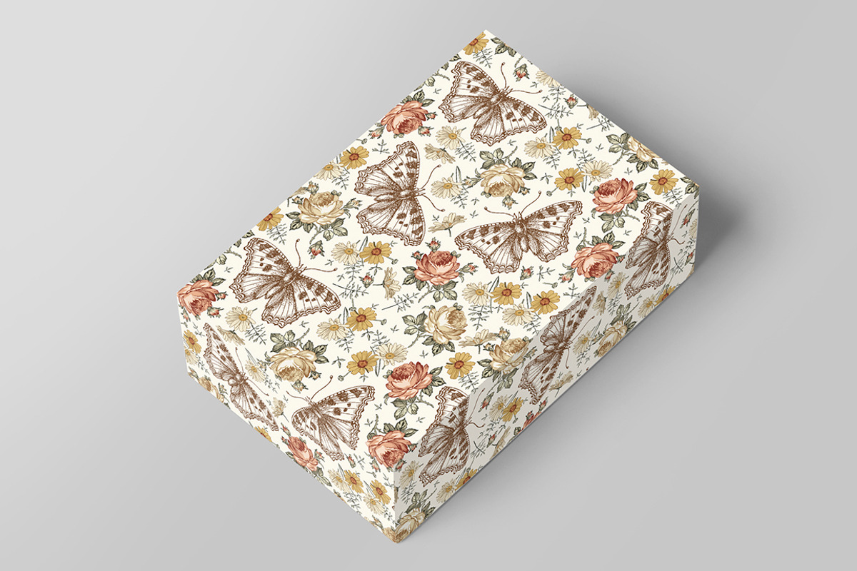 4 Seamless Butterflies Roses insects, a Pattern Graphic by Vintage (Photo 10 of 14)