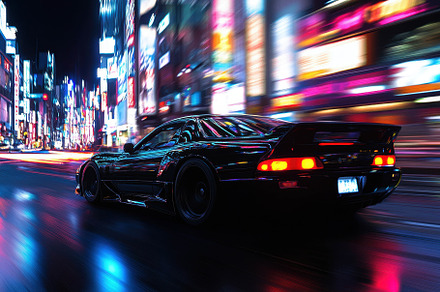 Nighttime street racing through vibr, a Photo by Tanuart