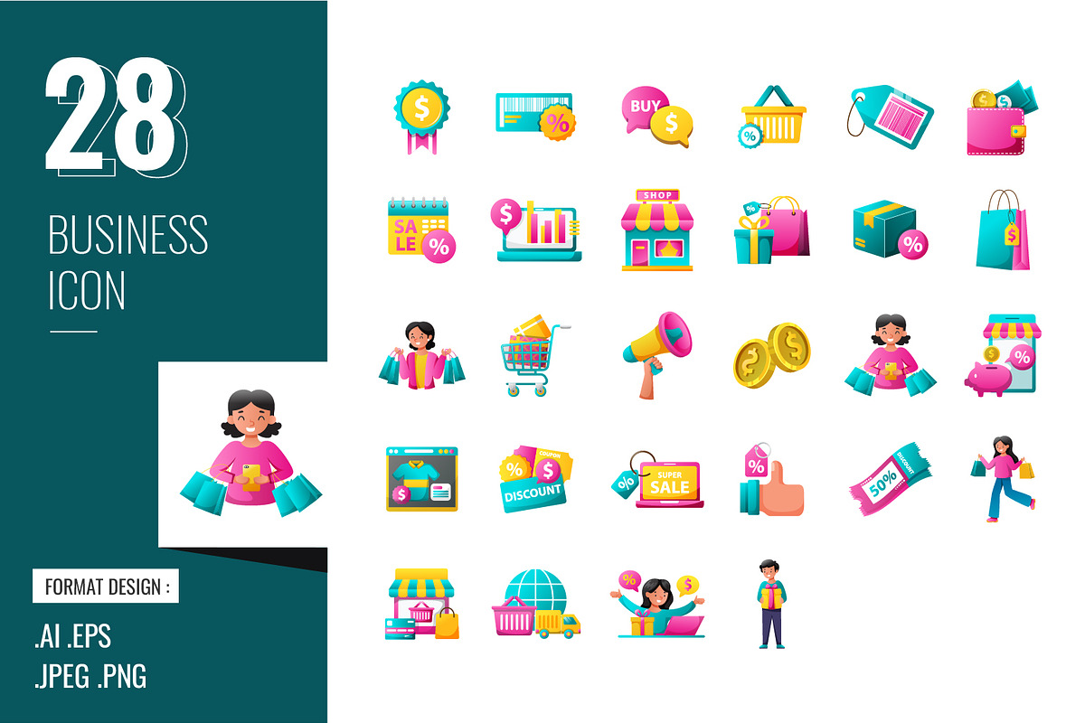 Shopping Icon Design, a Solid Icon by shin_std