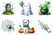 Green & White Halloween Clipart, an Illustration by DreamArtGraphic (Thumbnail 3 of 4)