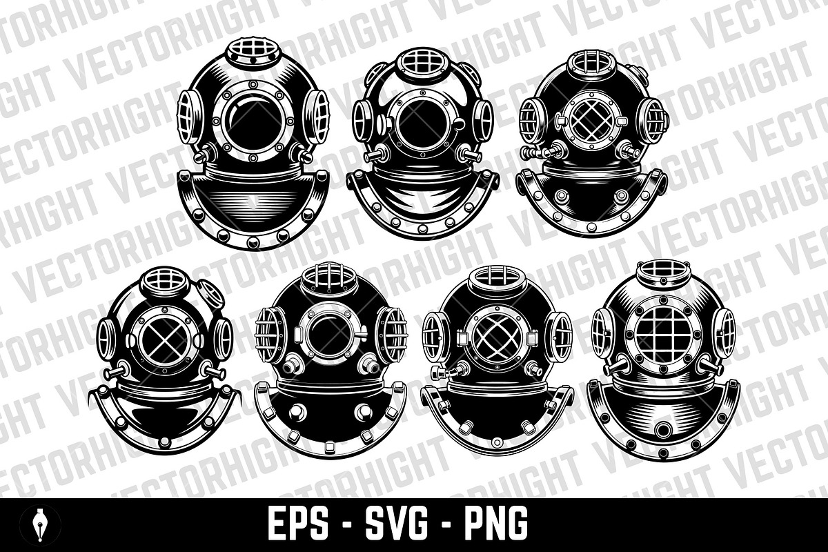 Vintage deep sea diver helmet, an Object Illustration by Vectorhight (Photo 1 of 4)
