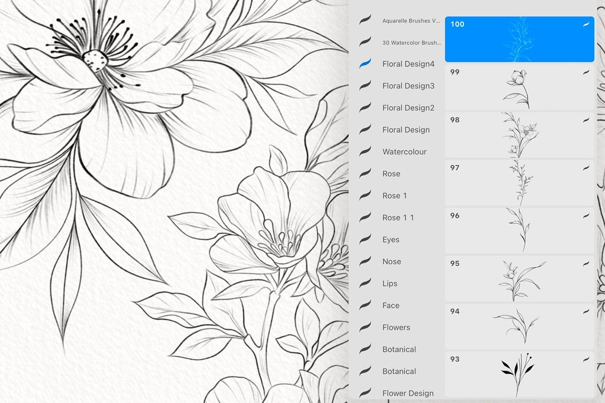 Procreate flower stamp, peony brush, a Brush Add-On by AnnaPolitmerskaja (Photo 2 of 5)