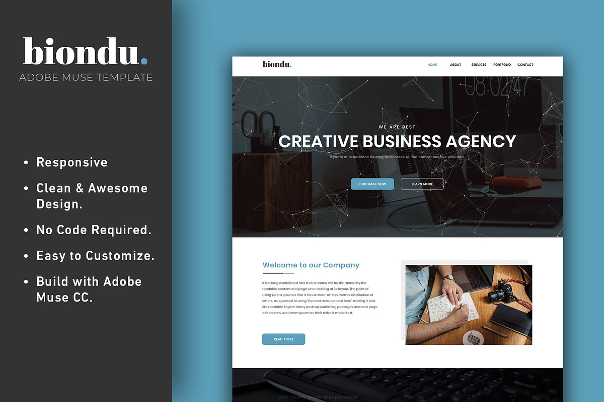 Adobe Muse Responsive Theme, a Templates & Theme by Advaita Printables