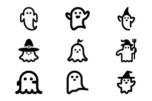 Spooky Halloween Ghost Icons, an Icon by Vectorium Studio