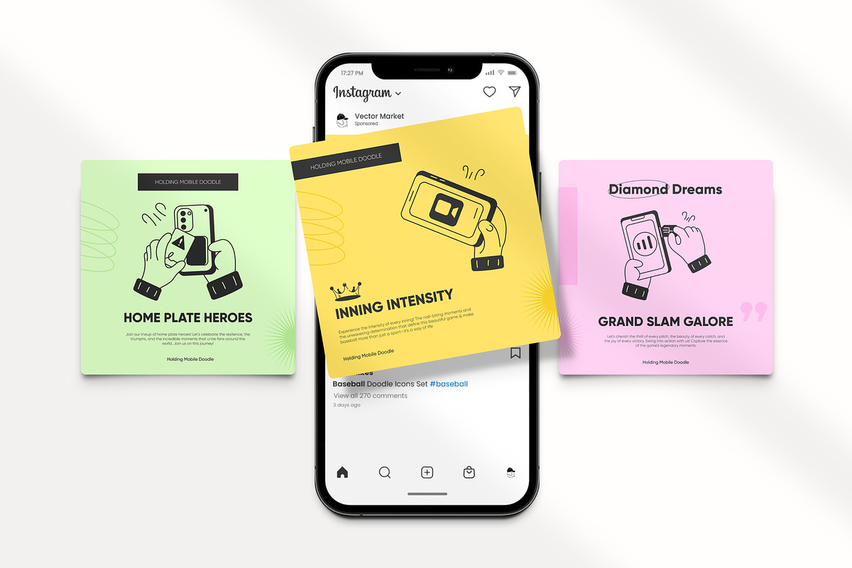 Holding Mobile Doodle Icons, a Solid Icon by Prosymbols (Photo 3 of 10)