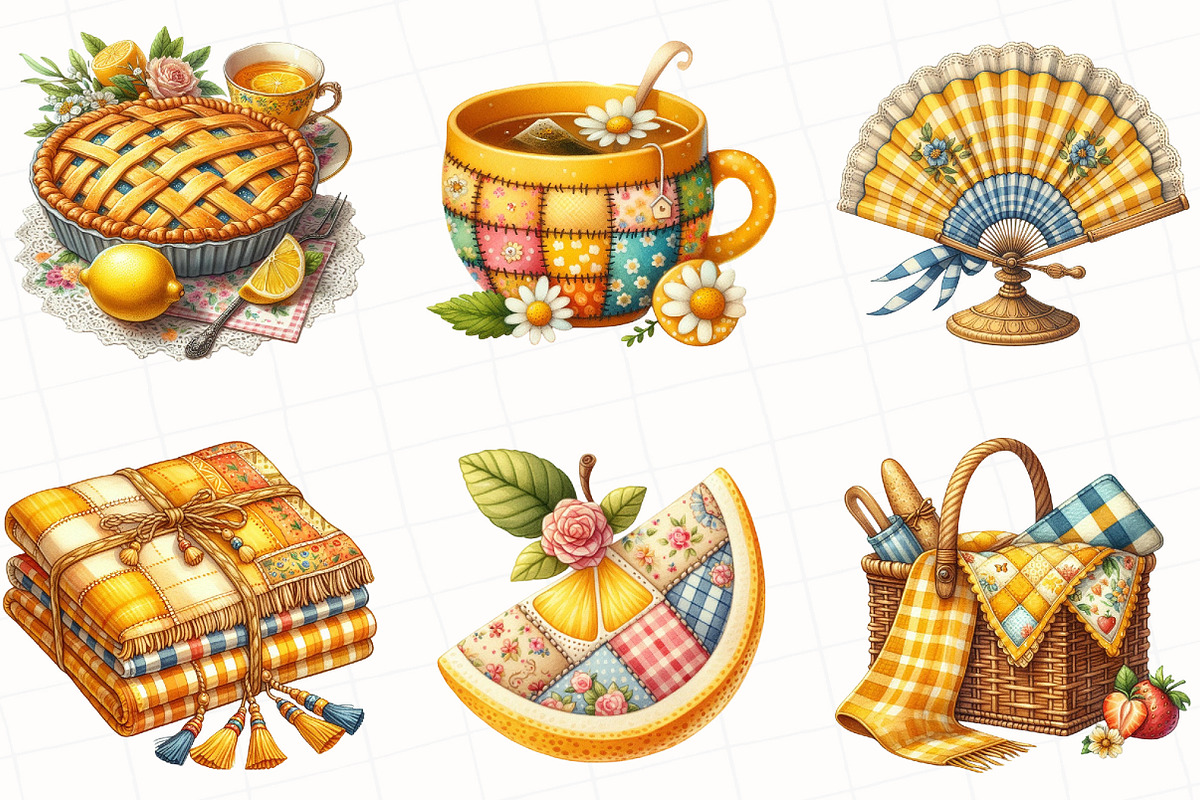 Yellow Patchwork Summer Clipart, an Illustration by OK Design (Photo 5 of 5)
