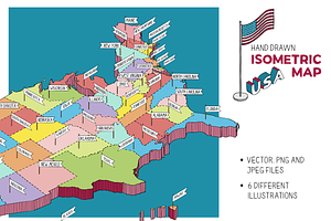 Isometric vector Map of the USA