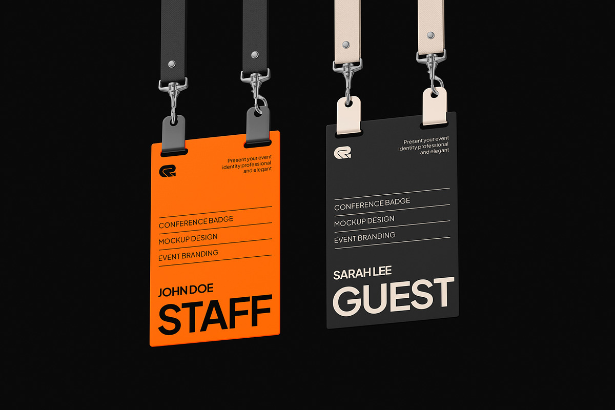 Conference Badge Mockup, an Advertising Mockup by Unerispace (Photo 3 of 5)