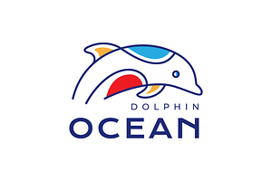 dolphin ocean jump line logo, a Branding & Logo Template by devastd